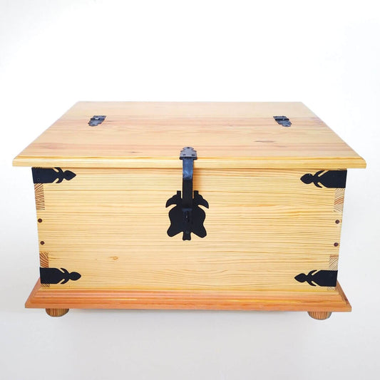 Rustic Square Solid Wood Coffee Table Storage Chest