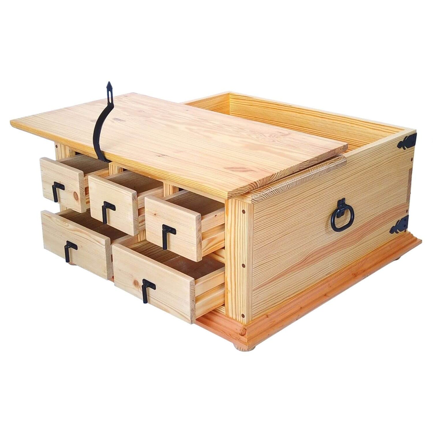 Rustic Square Solid Wood Coffee Table Storage Chest