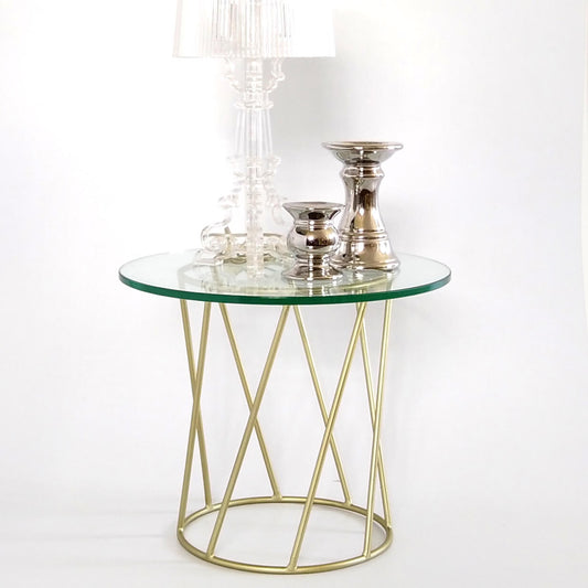 Swirley Glass Top Side Table