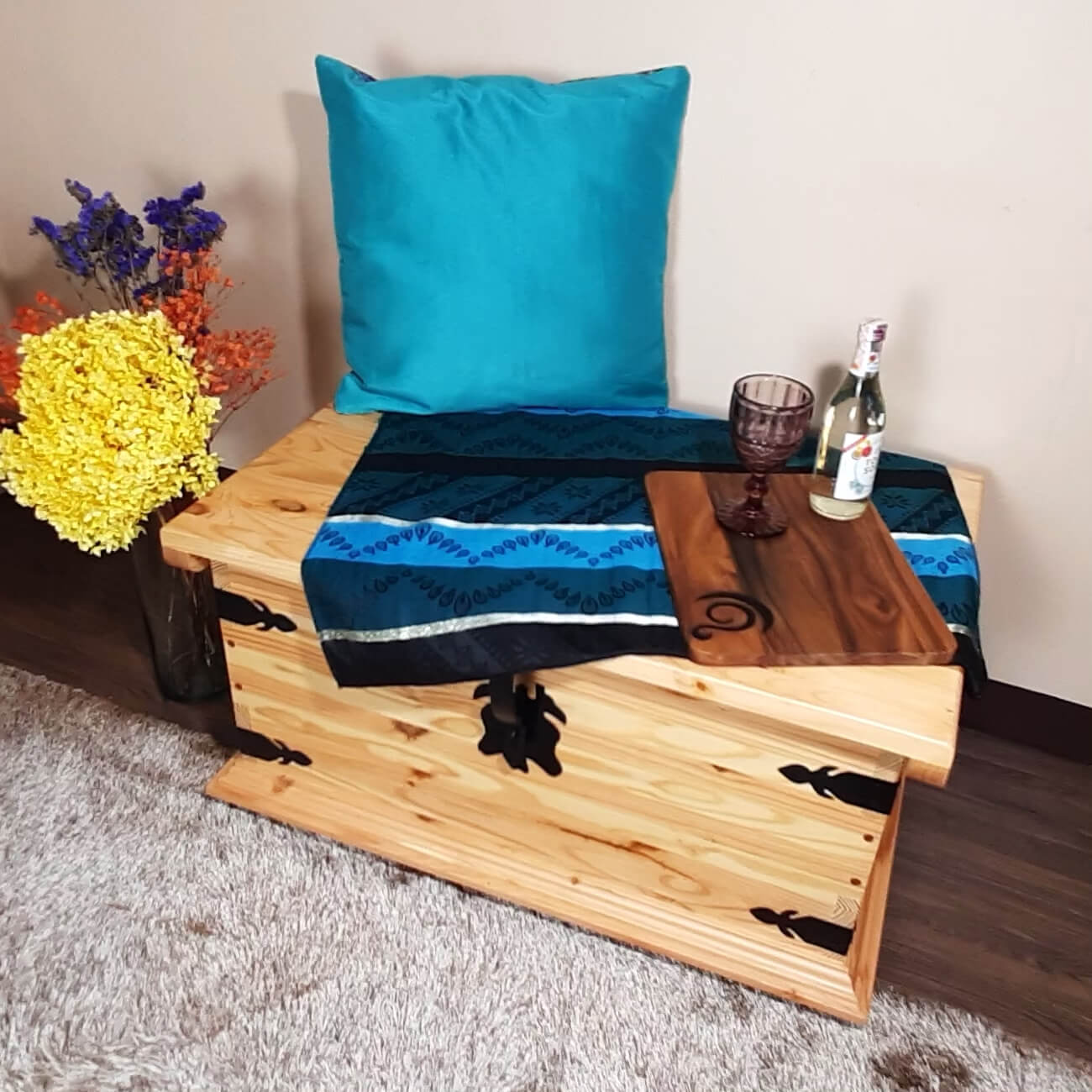 Rustic Solid Wood Storage Chest Trunk